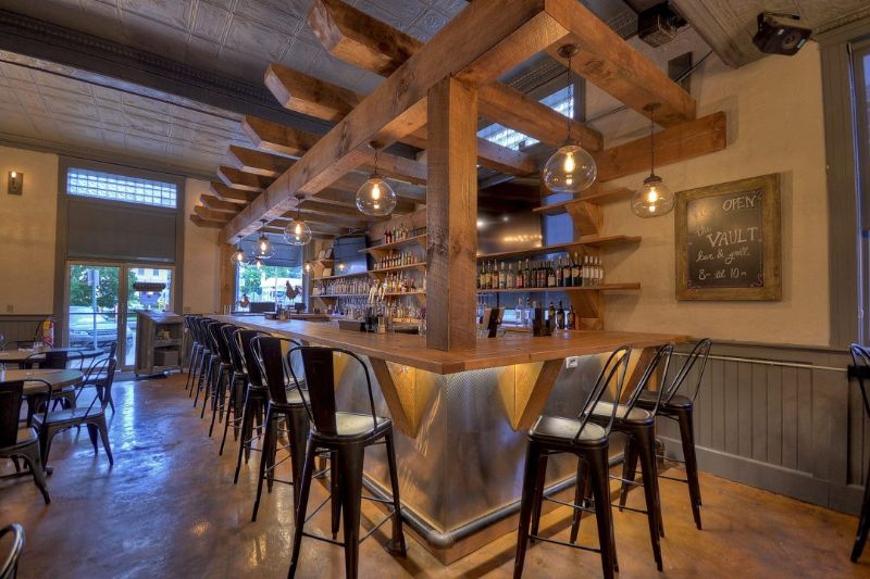 wooden Bar section in a restaurant